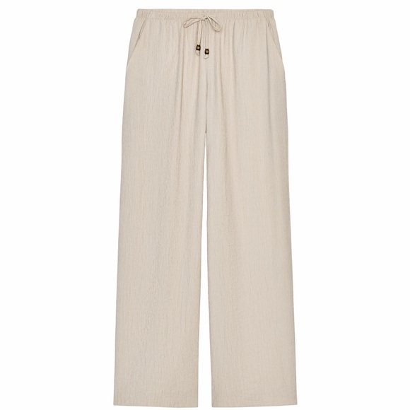 Zara Pants - Zara NWT elastic waistband wide leg pants sand color